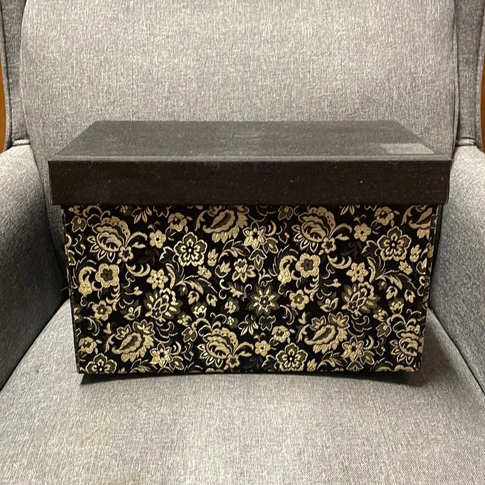 Gold Floral Fabric Covered Memory Box